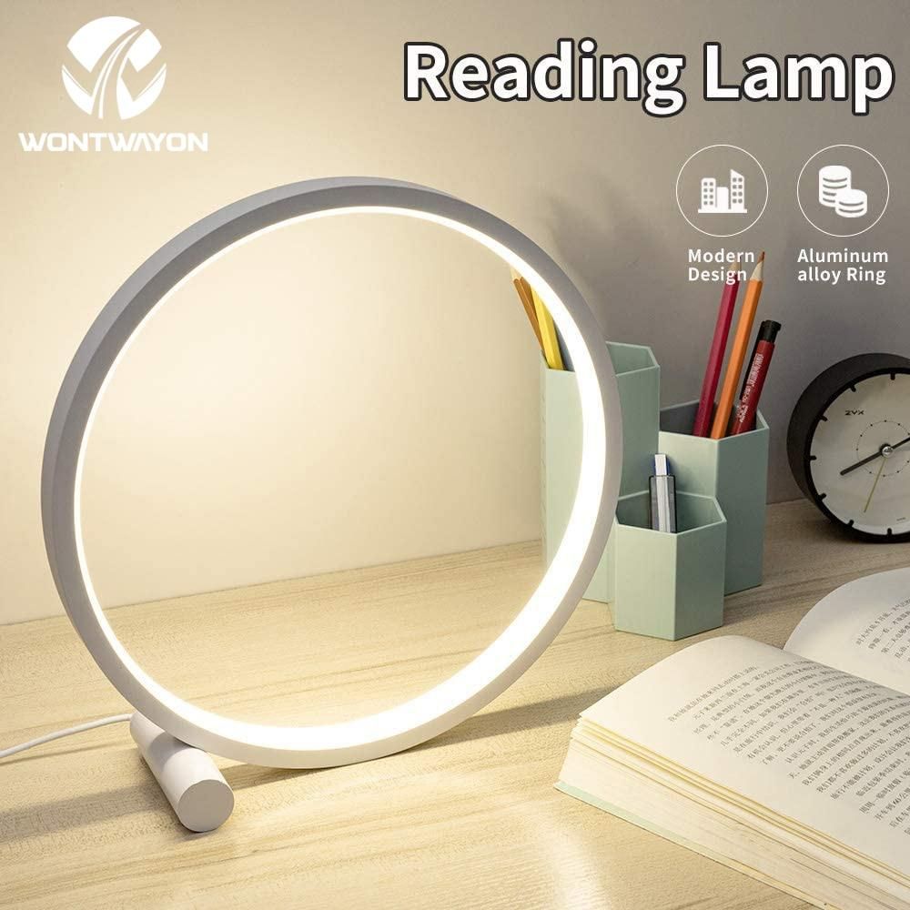 LED Table Lamp Bedroom Bedside Lamp Round Acrylic Living Room Lamp Reading Lamp Black/white Touch Control Dimmable Night Light