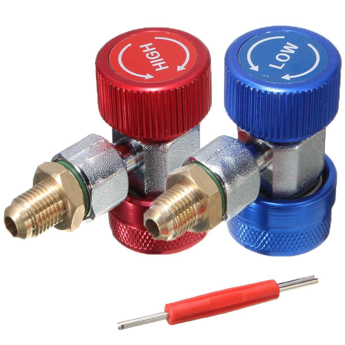 Adapter R134A Quick Coupler 90° Low And High Side AC Manifold Extractor Valve Core