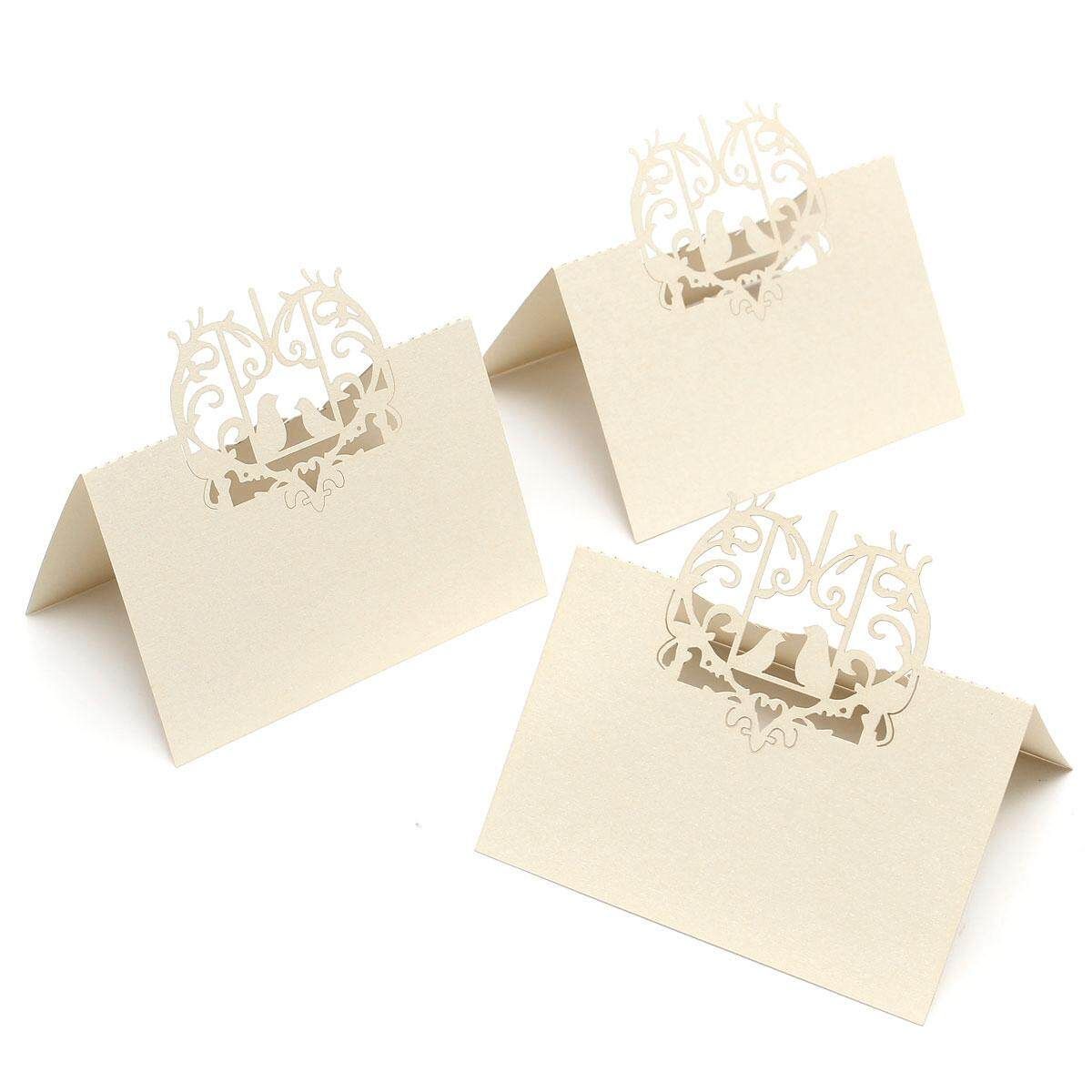 10pcs Love Birds Cut Wedding Party Table Name Place Invitation Cards Favor Decor Milky White (ivory White)