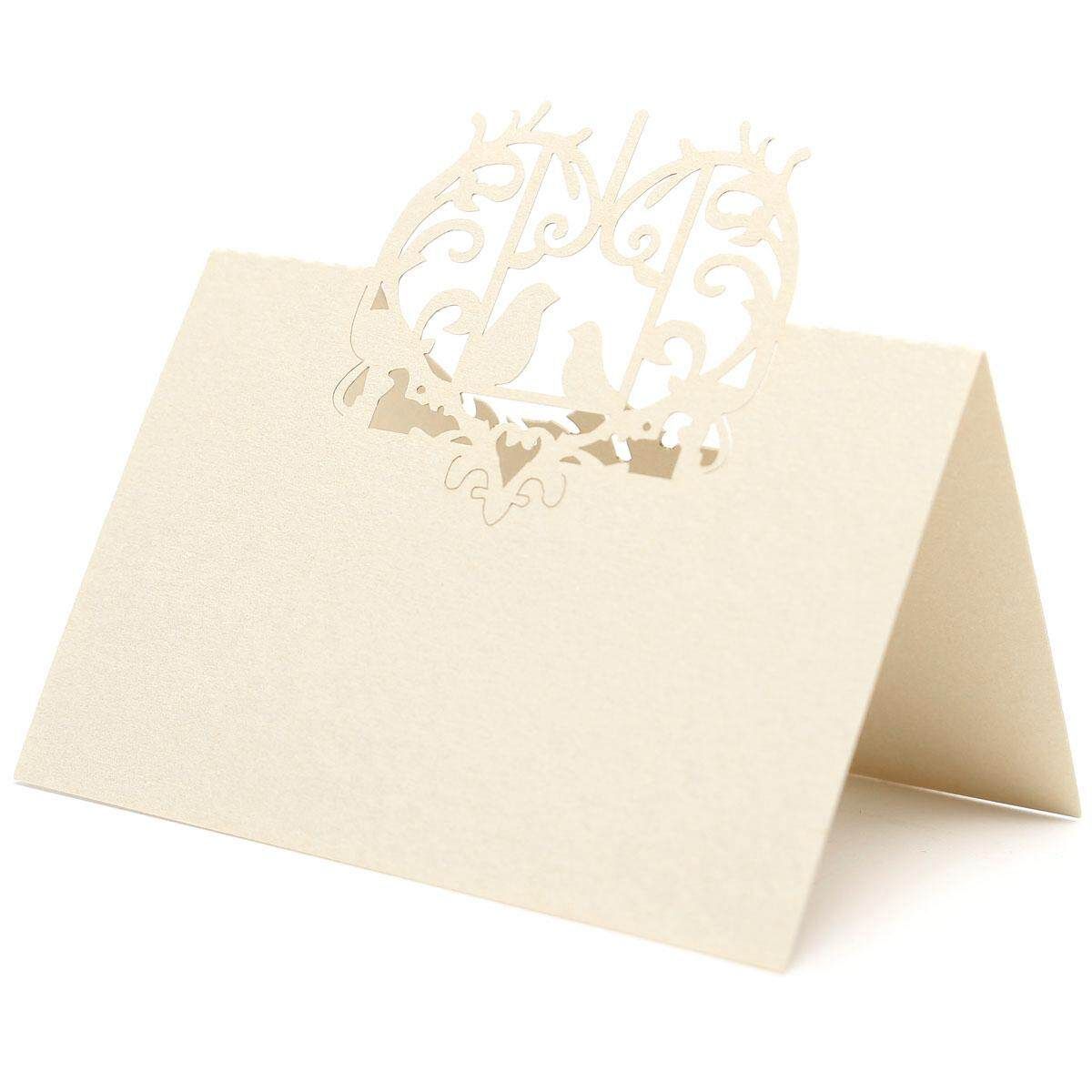 10pcs Love Birds Cut Wedding Party Table Name Place Invitation Cards Favor Decor Milky White (ivory White)