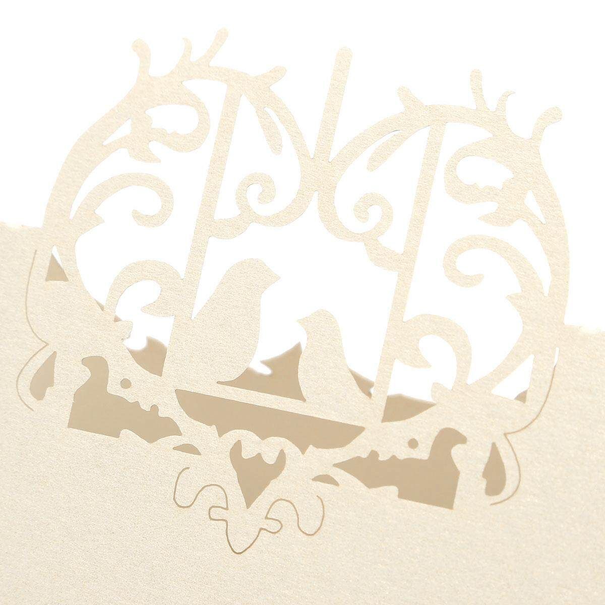 10pcs Love Birds Cut Wedding Party Table Name Place Invitation Cards Favor Decor Milky White (ivory White)
