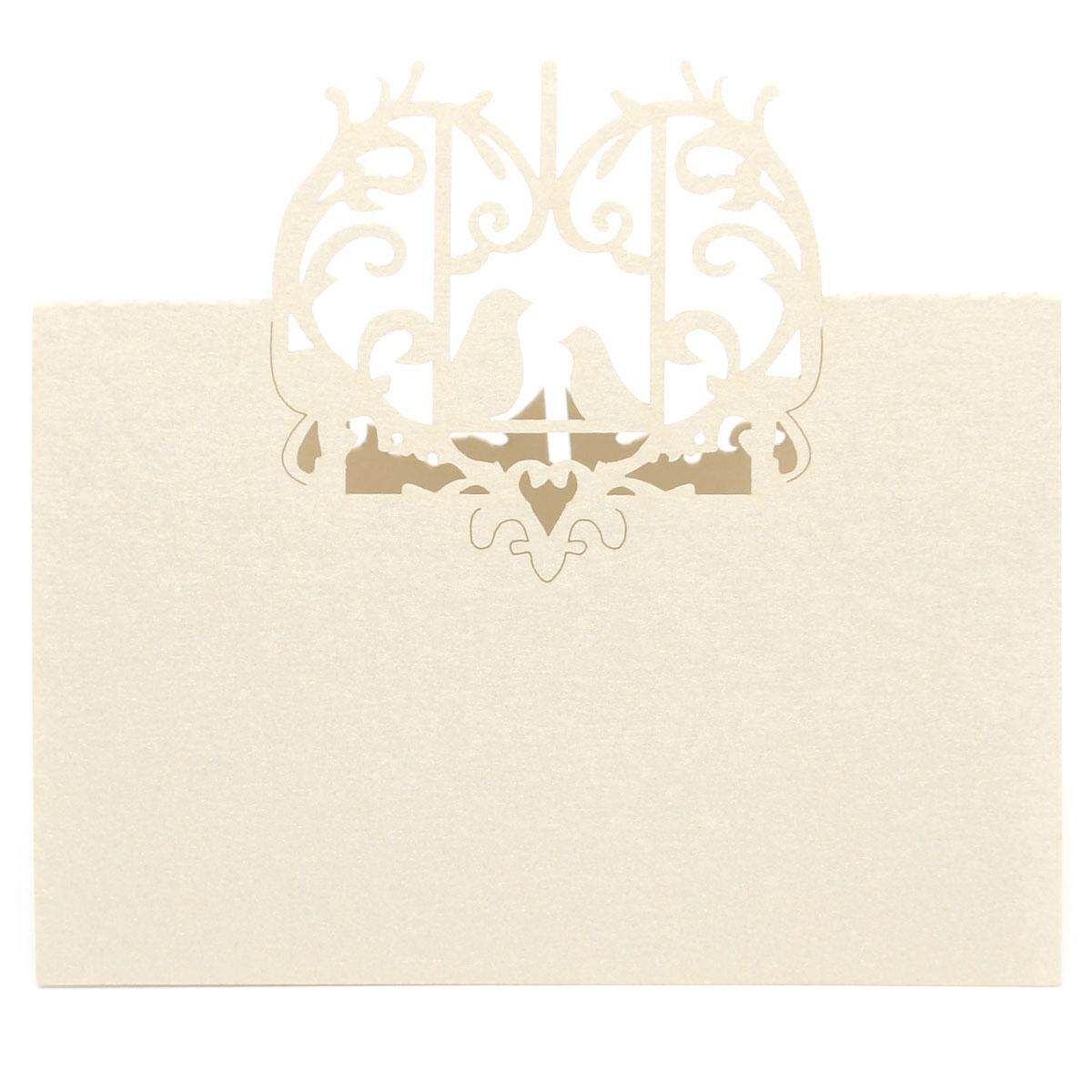 10pcs Love Birds Cut Wedding Party Table Name Place Invitation Cards Favor Decor Milky White (ivory White)