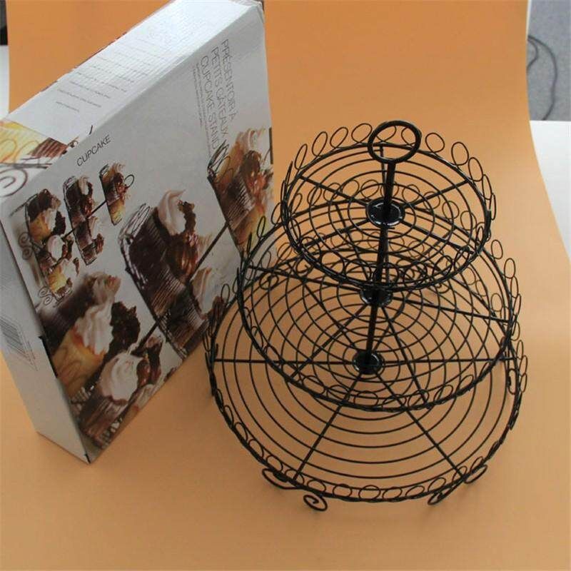 2 Tiers White Lace Iron Cake Stand Cupcake Holder Wedding Decoration Display Rack Dessert Fruit Plate