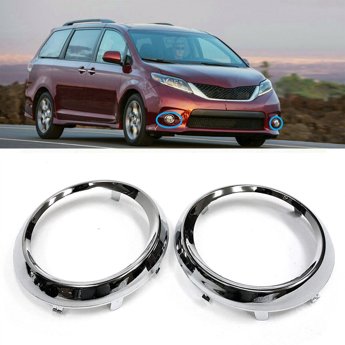 2Pcs Fog Light Covers Chrome Trim Rings Replacement For