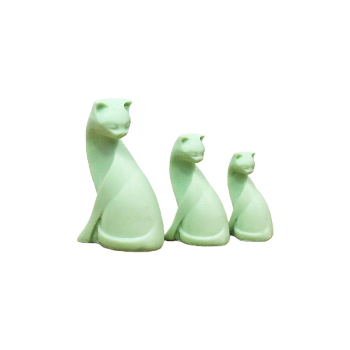 3PcsSet Cat Ornaments Mini 3D Cartoon Animal Model Ornaments Grass  Green