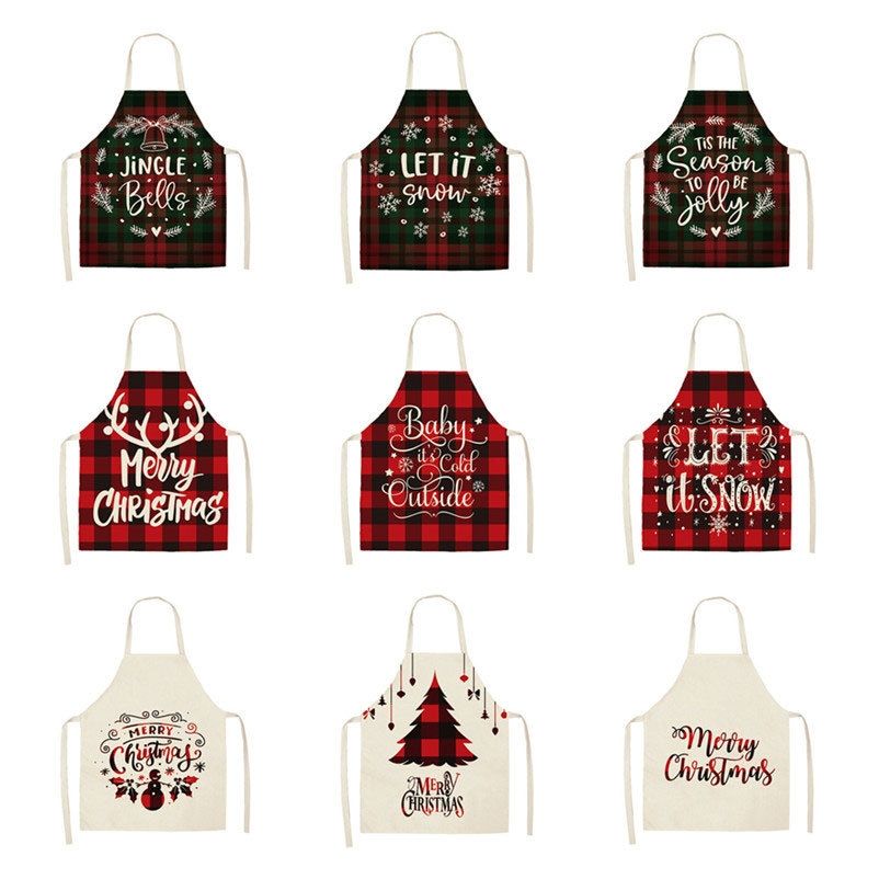 2 PCS Christmas Plaid Series Cleaning Overalls, Specification: 47 X 38cm(WQ-001334)