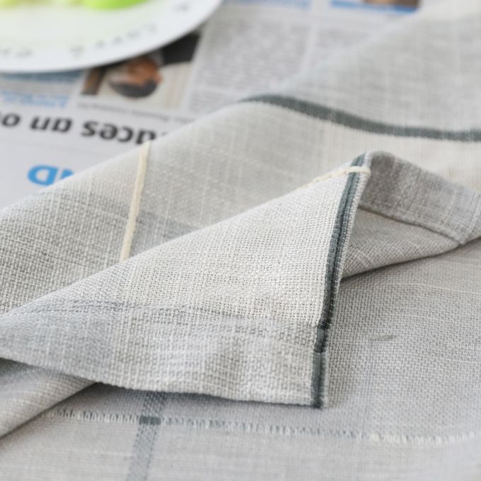 Grid Pattern Cotton Linen Cotton Table Cloth For Dustproof Home Decor Dinner Table Cover, Size:140x140cm(Dark Blue)