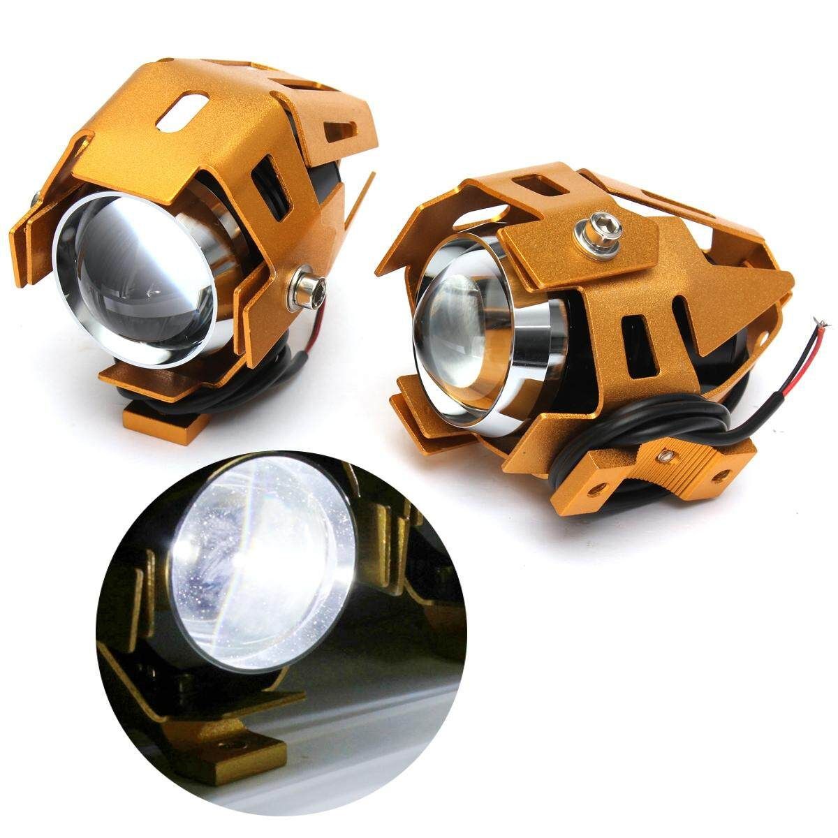 2 PCS Motorcycle U5 LED High Bright White Driving Spot Headlight Lamp 125W