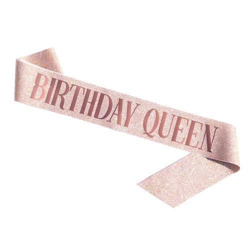 Birthday Queen Belt And Rhinestone Crown-Rose