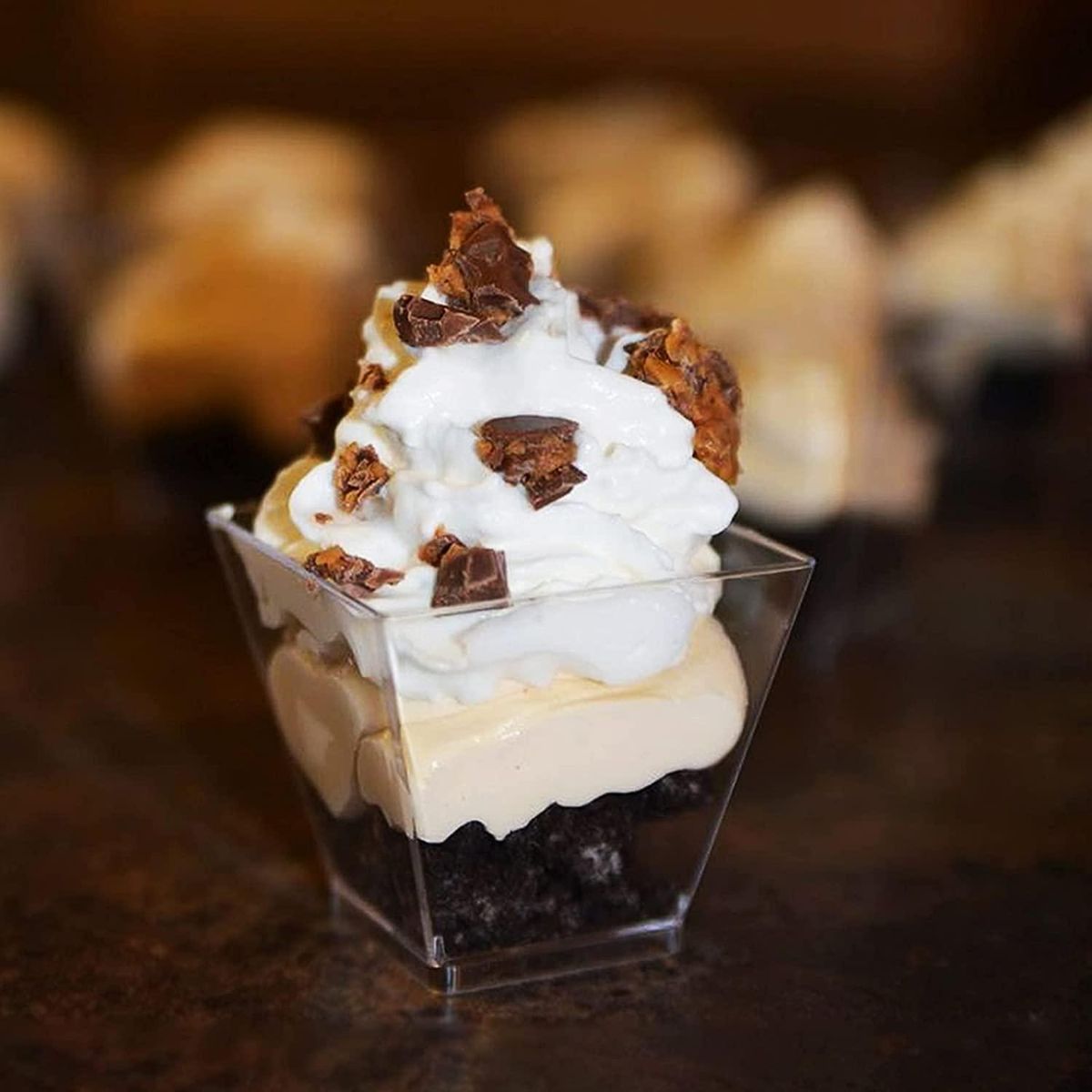 Pack of 50 Dessert Cups with Spoons, 60Ml Dessert Bowls