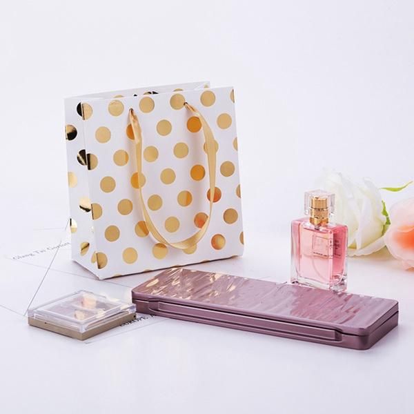 Small Gift Bags with Ribbon Handles(Metallic Dots 8 Pack Bulk)