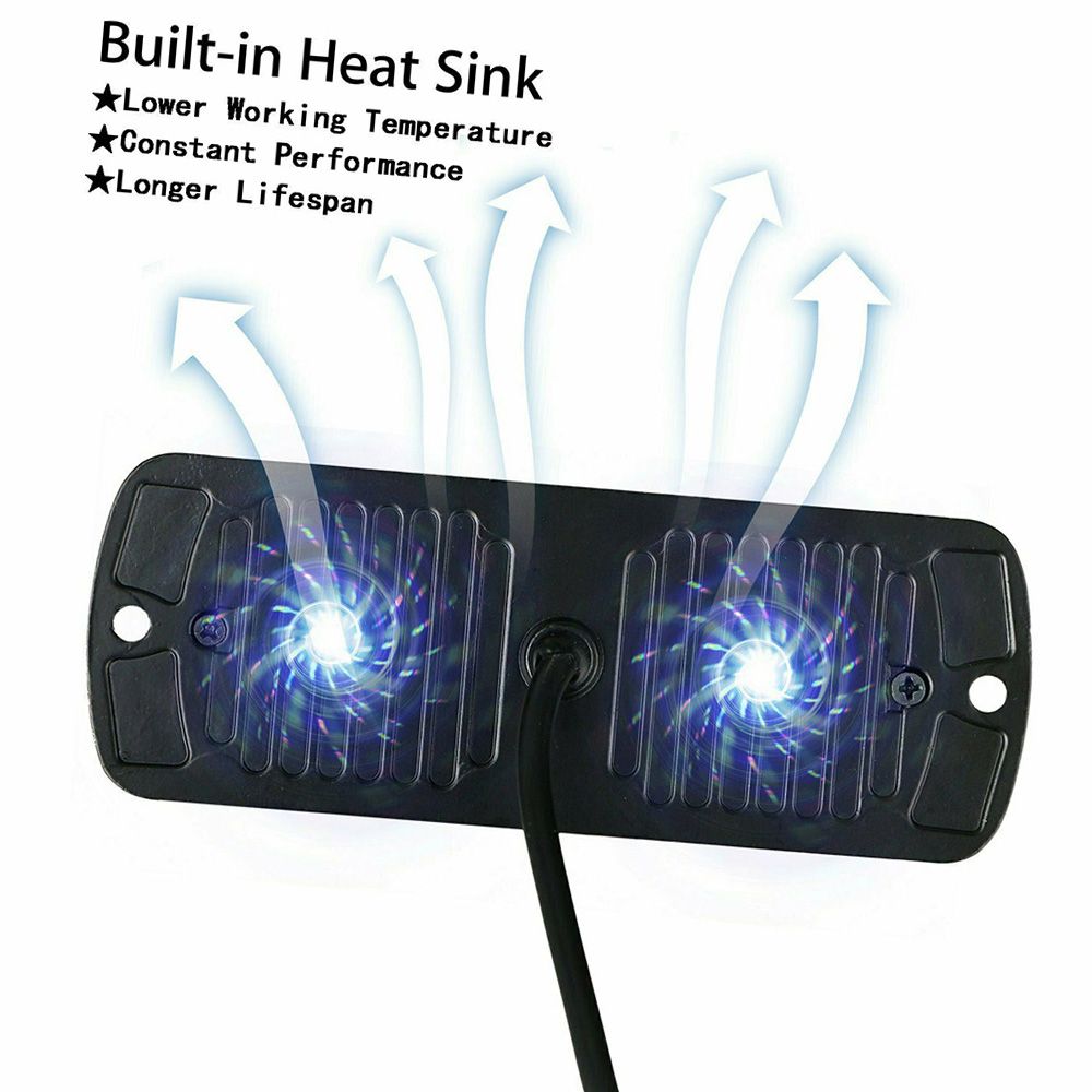 4PCS 12 Strobe LED Amber Hazard Beacon Emergency Flashing