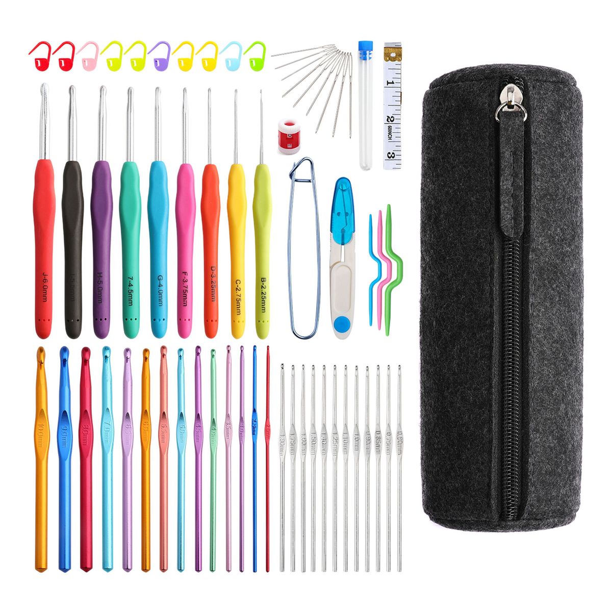 52/ Crochet Hooks Set Yarn Knitting Needles Tools 62Pcs
