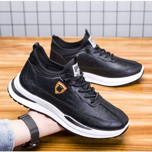 Men Leather Sneakers - Black