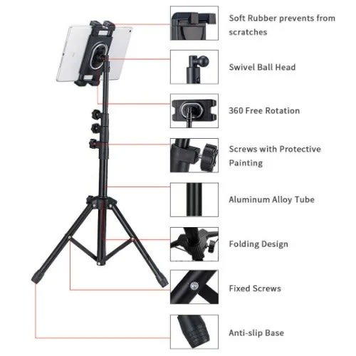 Foldable Height Adjustable Floor Tablet Tripod Stand Mount For Ipad Cellphone
