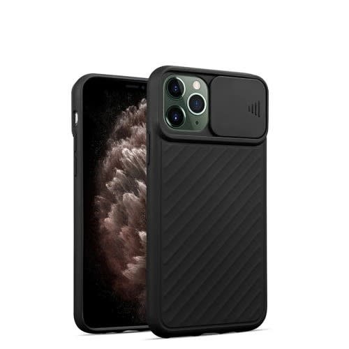 Liquid Silicone Case With Camera Len Protector For iPhone 12 Pro Max - Black