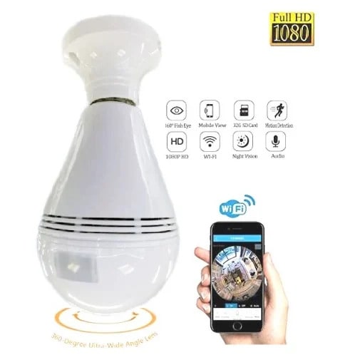 Wireless Panoramic 360 Led Bulb With In-built Camera
