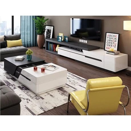 Glossy Fendi Tv Stand With Center Table - Multicolor