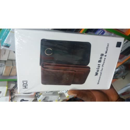 Cowskin Leather Protective Case Waist Bag With Card Slots & Hook - Brown