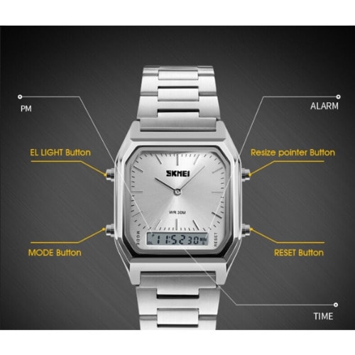 Men Dual Time Watch - Silver