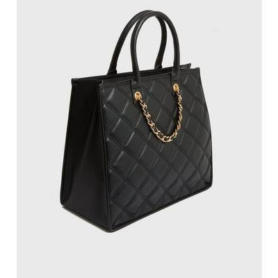 Black Quilted Tote Bag