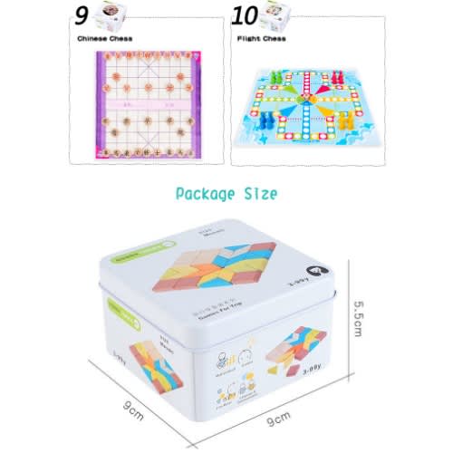 Travel Game Toys Educational Game -Parent-child Wood - Card Game In Metal Box
