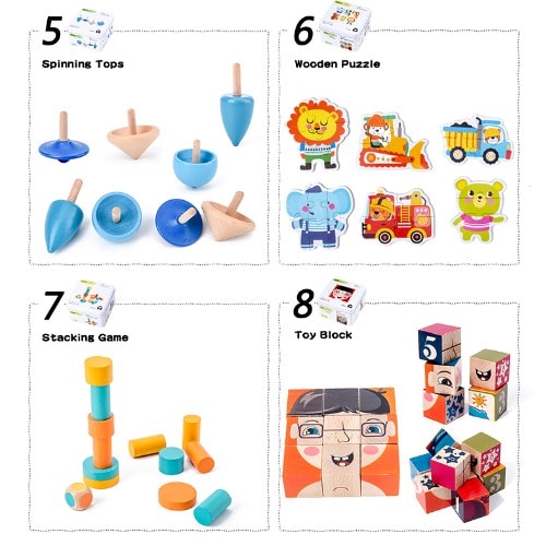 Travel Game Toys Educational Game -Parent-child Wood - Card Game In Metal Box