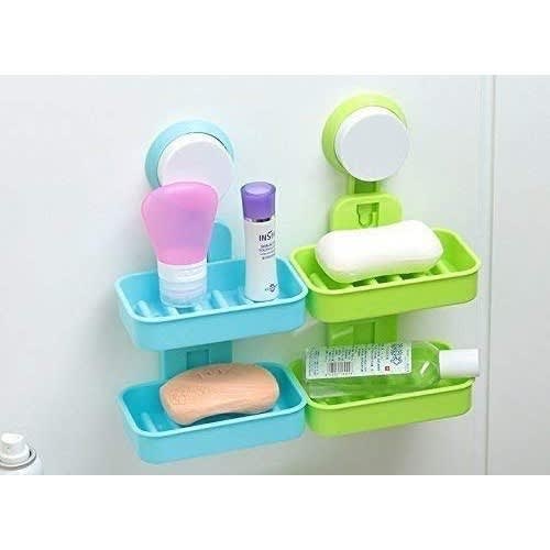 2Pieces Suction Wall Mounted Double Layer Soap Case