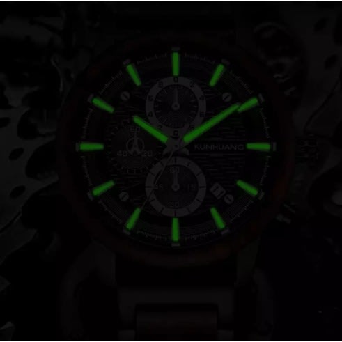 Wooden Stainless Steel Luminous Watch Quartz Water Resistant With Wooden Box, Band Fixing Tool
