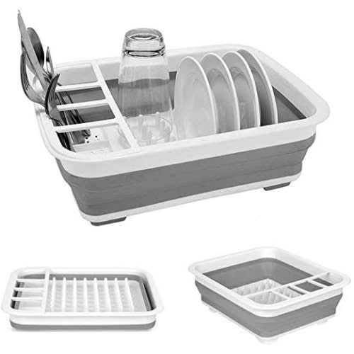 Collapsible Dish Drainer With Plate & Cutlery Rack
