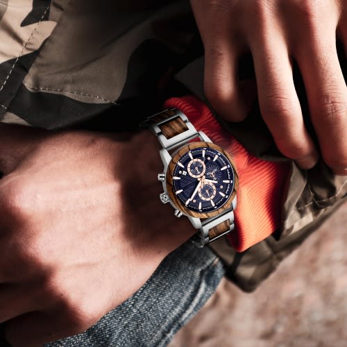 Wooden Stainless Steel Luminous Watch Quartz Water Resistant With Wooden Box, Band Fixing