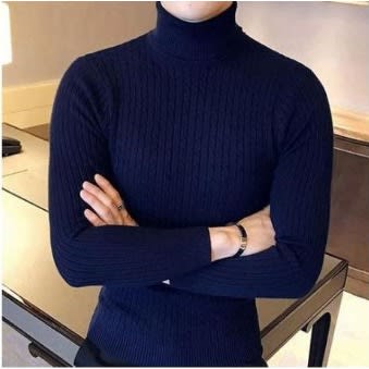 Unisex Turtleneck Sweater/Pullover - Navy Blue