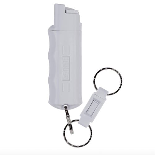Sabre Pepper Spray Keychain With Quick Release - Max Police Strength - Light Grey - 15g