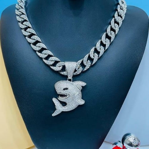 Cuban Chain With Iced Out Fish Pendant