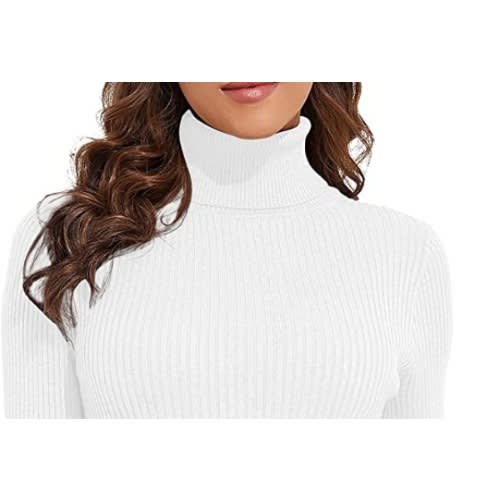 Ladies Long Sleeve Turtleneck T-shirt - White