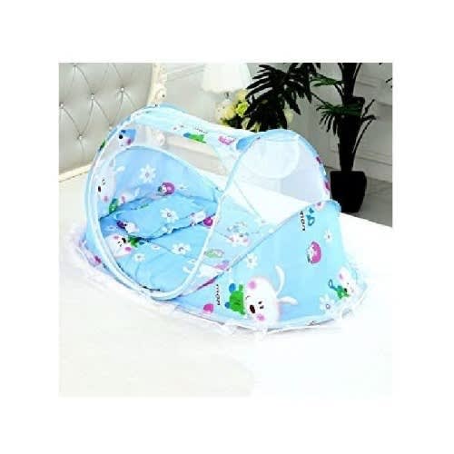 Baby Mobile Bed With Net And Handle Carriage - Blue