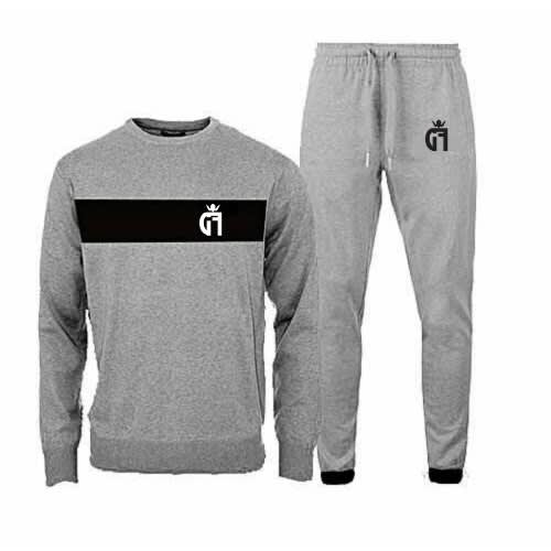 Black Patched Track Suit - Grey