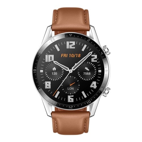 Watch GT 2 - Classic 46mm - Stainless Steel On Pebble Brown Leather