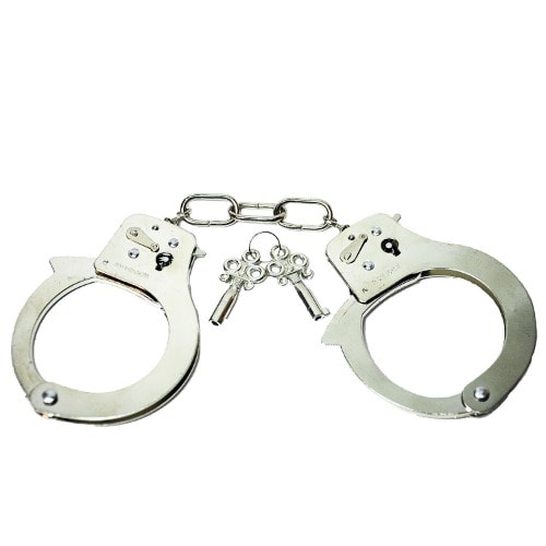 Security Cuffs - Chrome Steel Police Duty Double Lock With Pouch