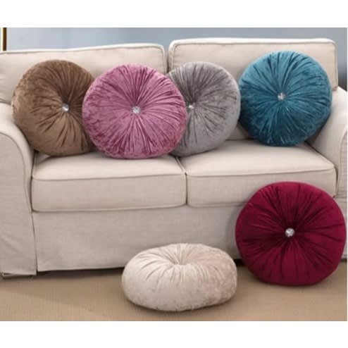 Round Pumpkin Handcrafted Velvet Fiber Filled Throw Pillows - Set of 6