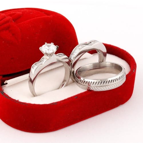 Romania Wedding Ring Set - Silver