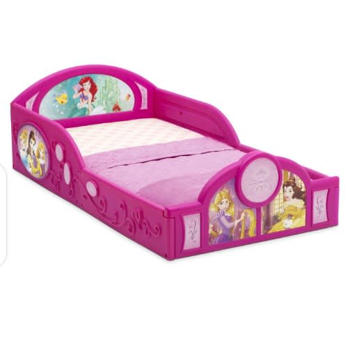 Disney Princess Deluxe Toddler Bed With Attached Guard Rails- Pink