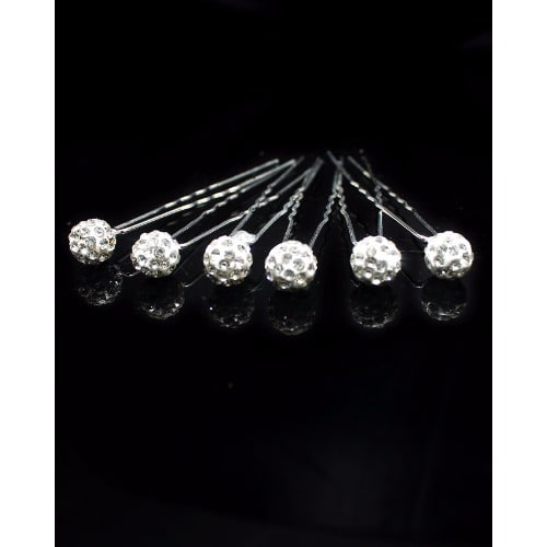 Bridal Rhinestone Hair Pin- Pack of  6-Silver