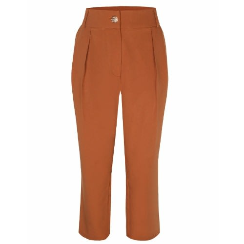 Gold Button Pants - Burnt Orange
