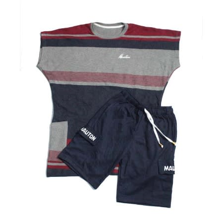 2-in-1 Mauton Unisex Dashiki T-shirt - Navy Blue Cargo Short