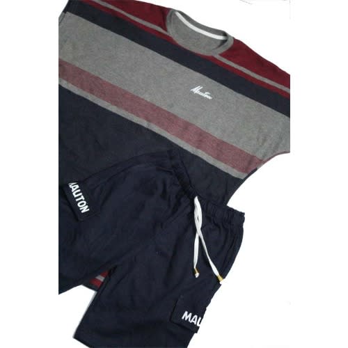 2-in-1 Mauton Unisex Dashiki T-shirt - Navy Blue Cargo Short