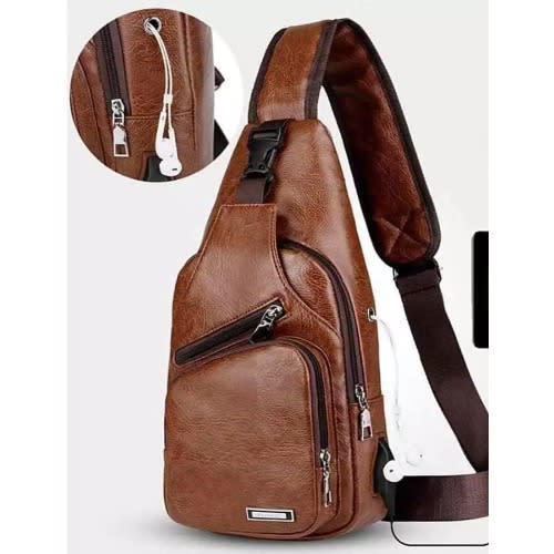 Unisex Causal Crossbody Bag - Brown