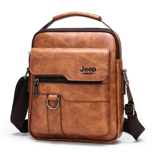 Leather Shoulder Bag For Men -  22cm x 26cm x 6cm - Brown