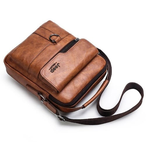 Leather Shoulder Bag For Men -  22cm x 26cm x 6cm - Brown