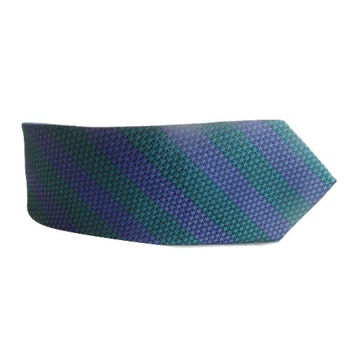 Men's Detailed Checkered Tie -Green & Blue - MT-4347